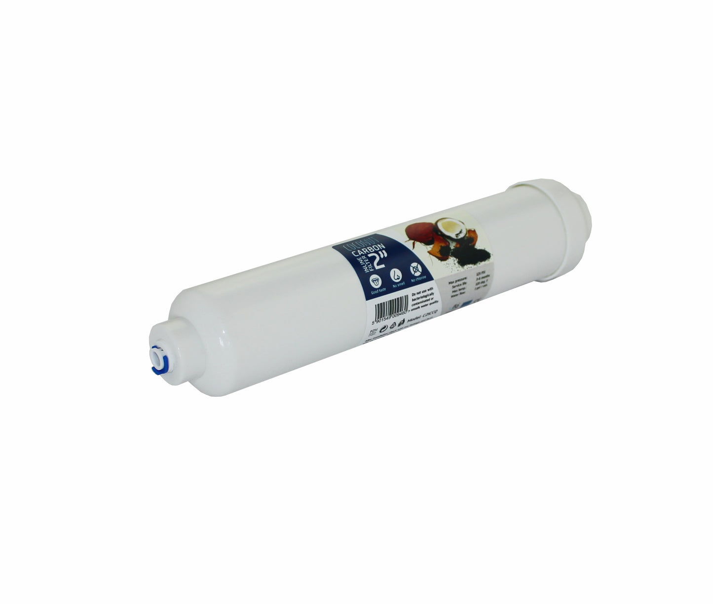 2" Linearer Aktivkohlefilter aus Kokosnussschalen mit 1/4" Schnellanschluss